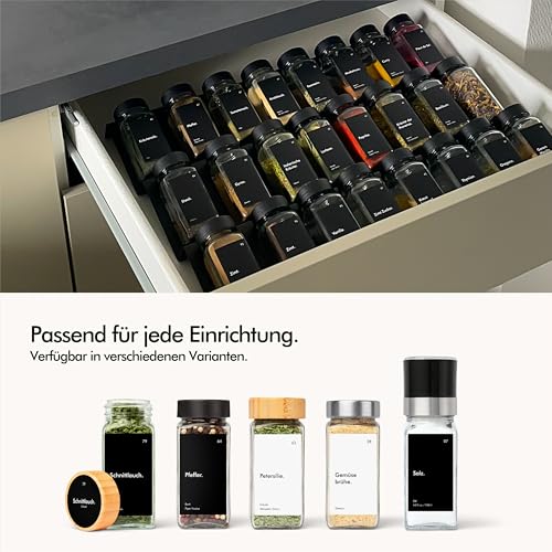 Foto von KIVY Gewürzgläser mit Streueinsatz - 24x 120ml + 240 Etiketten - Luftdicht