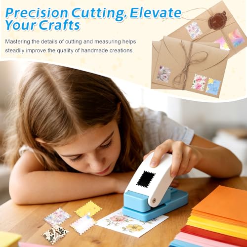 Briefmarken Stanzer, Stanzer Briefmarkenform, Tragbarer Stempelstanzer mit Gewellter Rand, Papierstanzer, Rechteckiger Briefmarkenstanzer für DIY Scrapbooking Karton Briefumschläge, Etiketten Locher