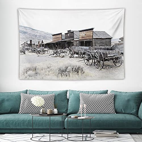 Landscape Tapestry Cody, Wyoming, Old Wooden Wagons In A Ghost Town, United States 40"X60" Aesthetic Tapestry Wall Hanging Art Home Decoration Bedroom Decor Living Room Door Curtain #TOP2