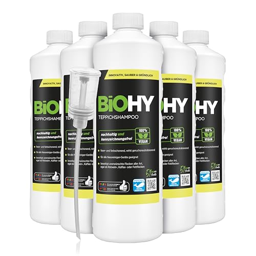 BiOHY Shampoing pour Tapis (6 x 1l Bouteille) + Distributeur
