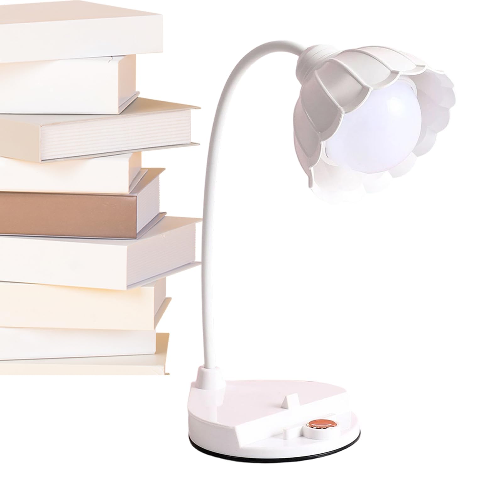 Muiltvoe Bedside Lamp, Cute Non-Glare Dimmable Rechargeable LED Table Lamp, Floral Theme, for Students, Teens, Adults, Bedroom, Living Room, Dorm, Studying, Reading