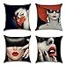 Produktbild Artscope 4er-Set Dekorativ Kissenbezug 45 x 45 cm, Baumwolle Leinen Kissenbezüge Dekokissen Kissenhülle Set Kissen Fall für Sofa Auto Schlafzimmer Zuhause Dekor (Sexy rote Lippe)