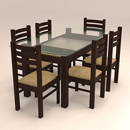 Nova Furnitures Glass Dinning Set with Retangular Table and Ladder Back