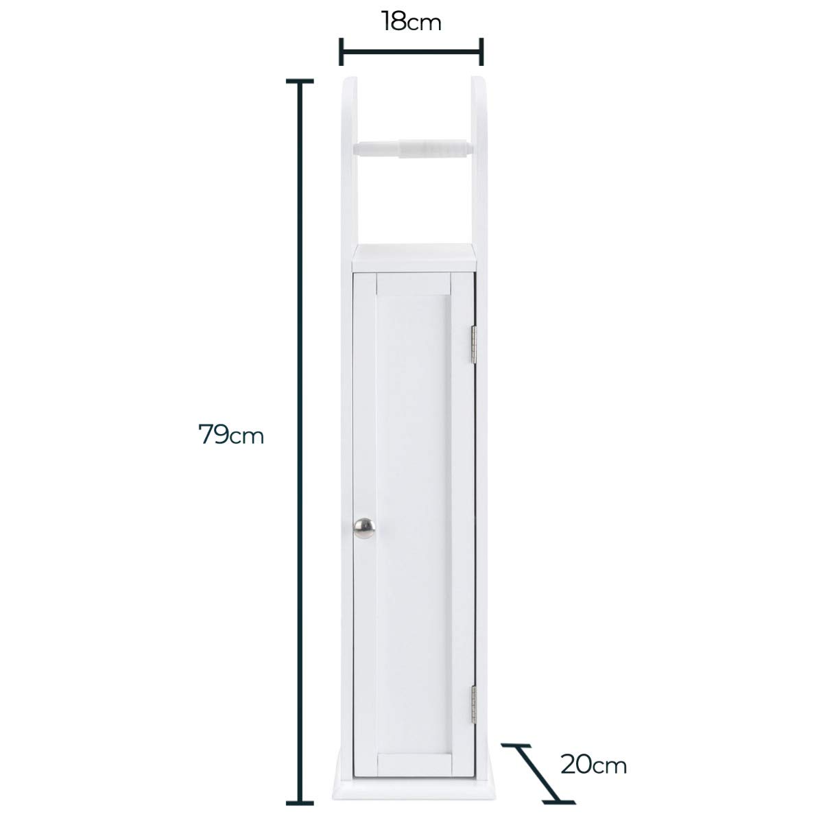 CHRISTOW Free Standing Toilet Roll Holder White Wooden Toilet