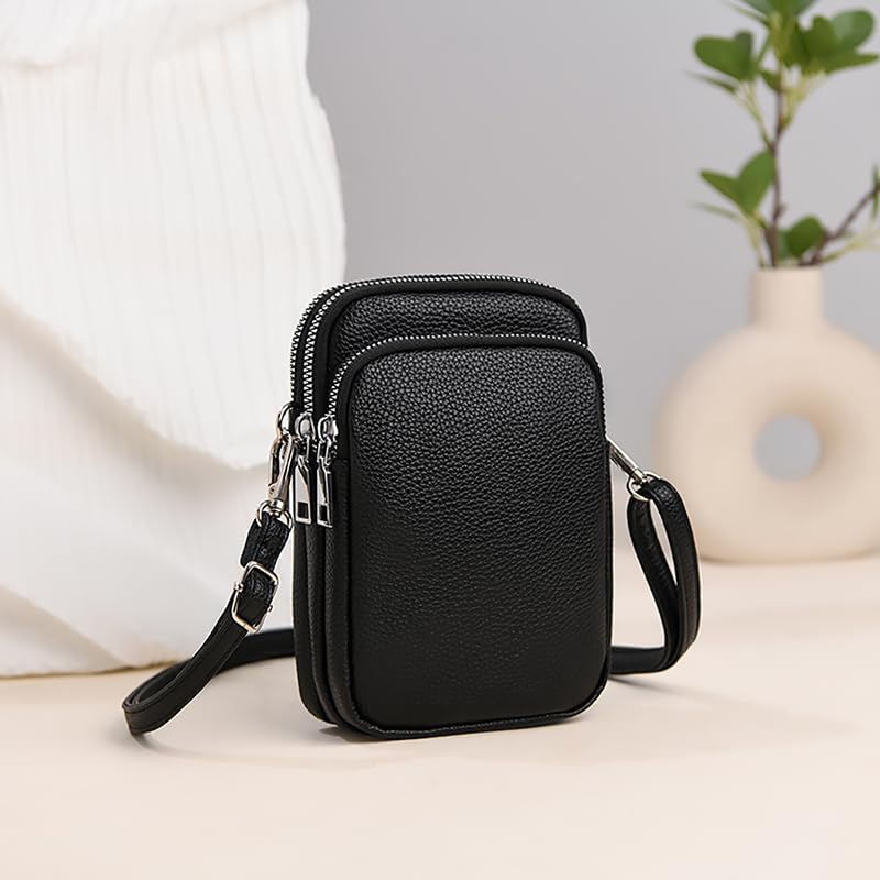 Cell Phone Purse Small Crossbody Bag for Women Men Leather Mini Shoulder Bag Wallet with Card Holder Slot Pouch Neck Strap for All Smartphones iPhone 16 Pro Max 15 Plus 14 13 12 11 X up to 7.5" Silver - Image 3