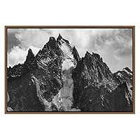 SIGNWIN Framed Canvas Wall Art Cloudscape Over Snowy Mountain in Winter Landscape Wilderness Photography Modern Panoramic Relax/Calm Black and White for Living Room, Bedroom, Office - 16
