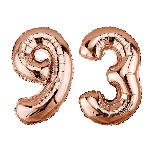 DekoRex Globo de plástico de color oro rosa, 100 cm, para cumpleaños, celebraciones o bodas (número 93)