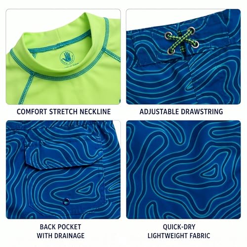 Image of Body Glove Boys Swim Set - 2 Piece Boys Swim Trunks with Rash Guard UV Protection Swimsuit Kids Bathing Suits (Sizes 4-12)