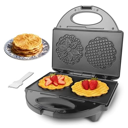 FineMade Pizzelle Maker with Non-Stick Coating, Electric Pizzelle Cookie Baker Press with Snowflake Pattern, Make Two 4 Inch Traditional Italian Waffle Cookies at Once, Recipe Included