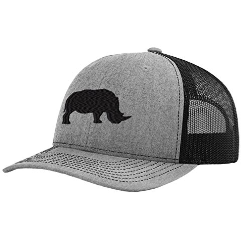 Speedy Pros Rhino Rhinoceros Funny Embroidery Richardson Structured Front Mesh Back Cap Heather Gray/Black