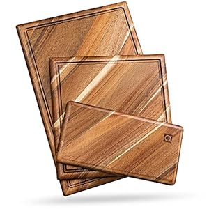 Chorus Wood Cutting Board Set with Juice Groove (3 Pieces) – Acacia Wood Kitchen Cutting Boards, Chopping Board for Meat (Butcher Block), Vegetables, Cheese – 100% Natural Hardwood