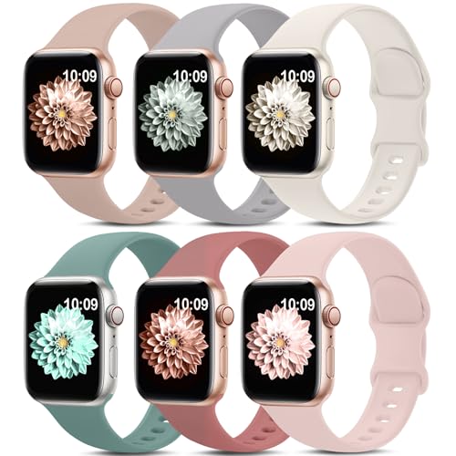 Image of 6 Pack Sport Bands Compatible with Apple Watch Band 38mm 40mm 41mm 42mm 44mm 45mm 49mm 46mm,Silicone Waterproof Strap for iWatch Apple Watch Series 11 10 9 Ultra 8 7 6 5 4 3 2 1 SE Women Men