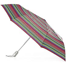 totes Automatic Open Close Water-Resistant Travel Folding Umbrella with Sun Protection, Skinny Stripe
