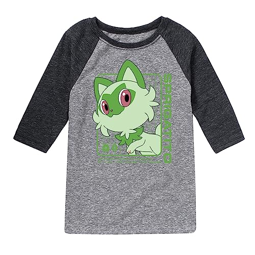 HYBRID APPAREL - Pokémon Sprigatito Stats - Kids Raglan Graphic T-Shirt