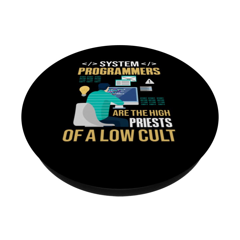 System Programmers Are The High Priests Of A Low Cult PopSockets Swappable PopGrip, Black - Image 2