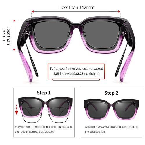 Image of URUMQI Polarized Sunglasses Fit Over Glasses Women Men UV400 Trendy Shades