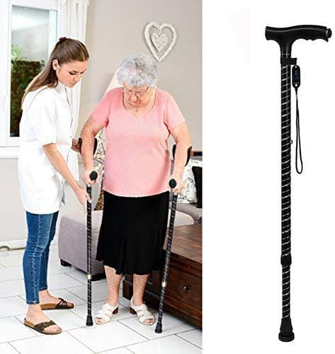 Adjustable Crutches Dexterous Aluminum Alloy Crutch Old People Non Slip Walking Canes with LED Light Multifunction Safe in Crutches