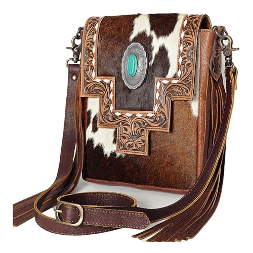American Darling Cross Body Hand Tooled Hair-On Genuine Leather Western Women Bag Handbag Purse | for Cute