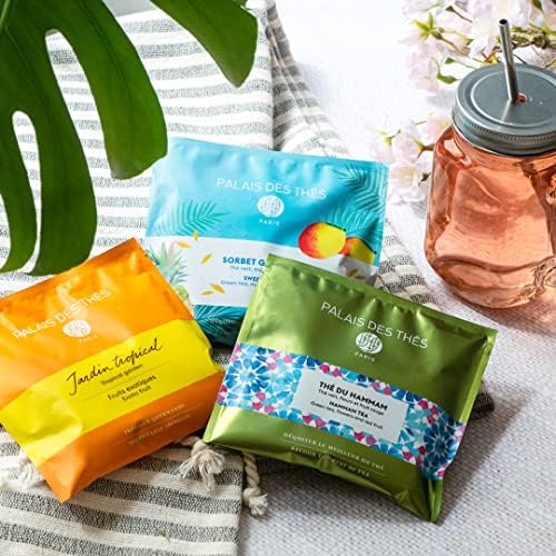 Miniatura 2 de Palais des Thés - Té helado Tropical Garden - Mezcla de té de hierbas gourmet sin cafeína prémium con mango, piña, papaya y durazno - 4 bolsas de té