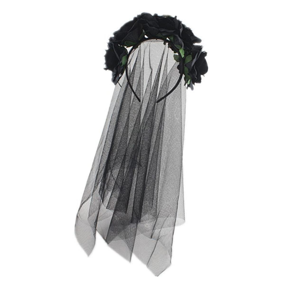 FOMIYES 3 Piezas Diademas De Halloween Para Mujer Velo De Diadema Velo Tocado De Velo Gótico Velo De Decoración Rosa De Halloween Venda Víspera De Todos Perder Flores