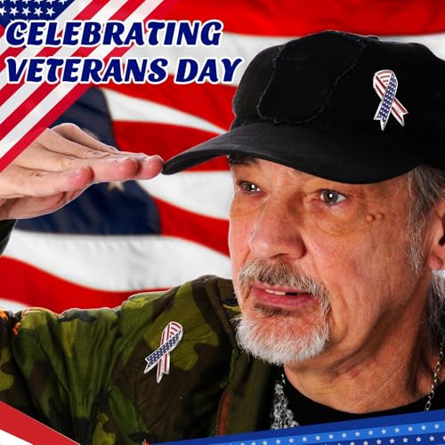 Kigeli 50 Pcs Veteran Day Gifts Patriotic American Flag Lapel Pins Metal USA Flag Ribbon Enamel Pins Bulk Hat Badge Pins Decorations3