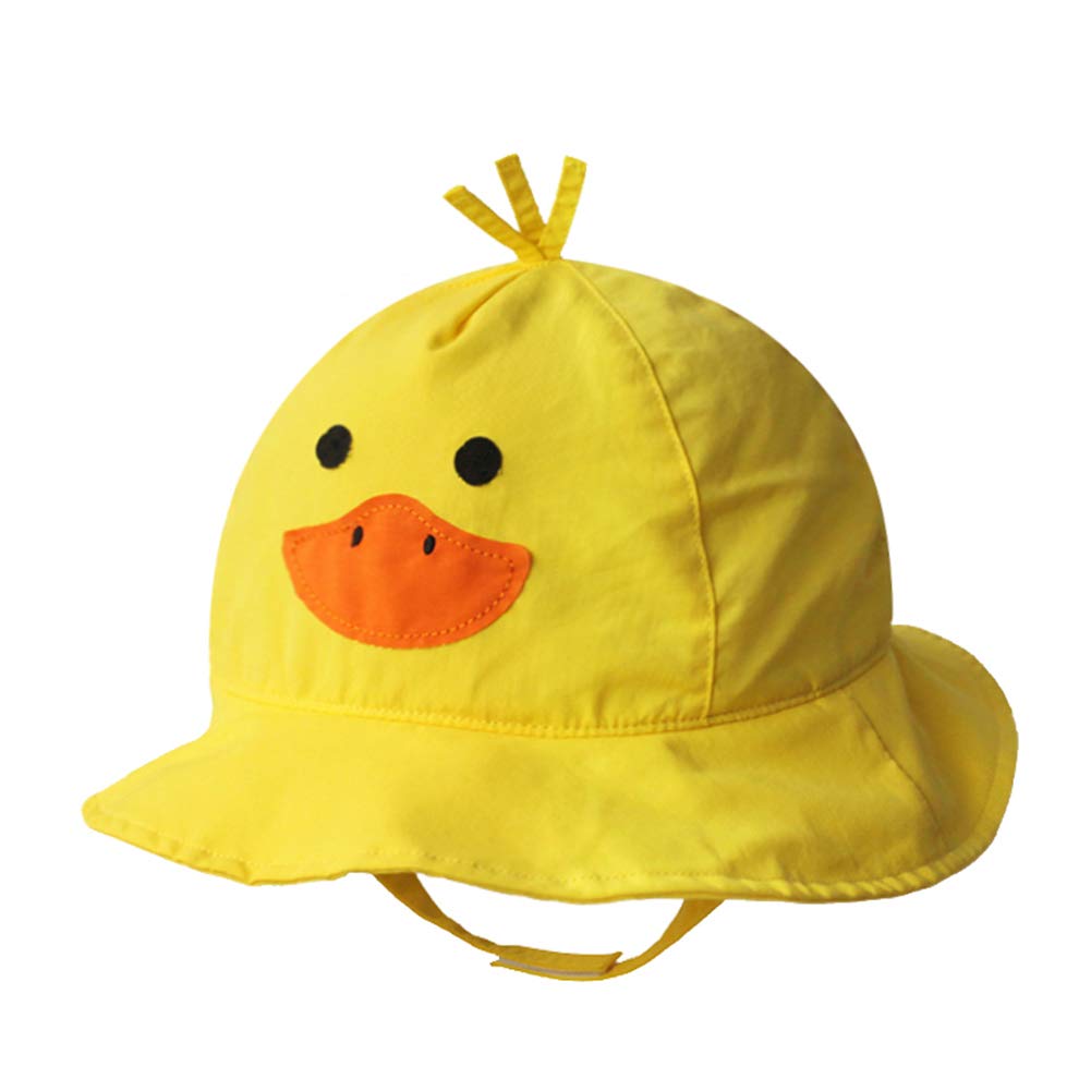 Kids Anti UV Sun Protection Foldable Bucket Hat with Chin Strap Outdoor Animal Cartoon Cap for Baby Toddlers Girls/Boys Summer-Yellow Duck-19.7''(1-2Years)