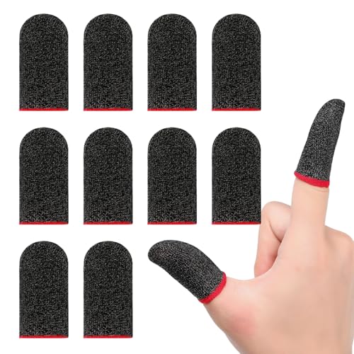 10 Pack Gaming Finger Sleeves, 0.3mm Silver Fiber dedales Gamer, Smooth Operation, Anti-Sweat...