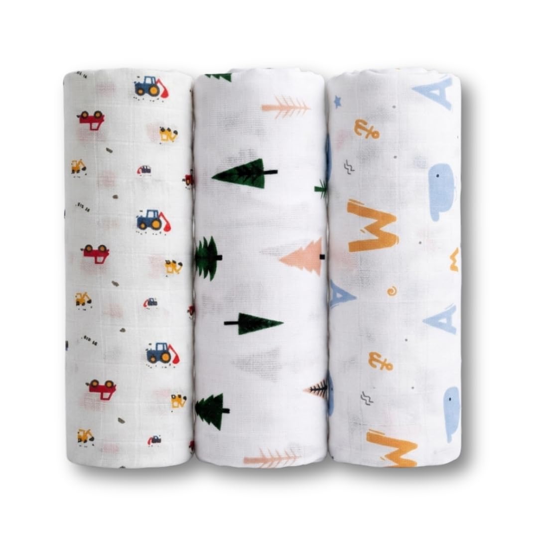 Set of 3 (100 cm x 100 cm) Premium Cotton Muslin Swaddle Wrapper for Good Sleep, Useful as Baby Face Towel, Blanket & Towel for (0-6 Month) New Born Baby (Multi-Color)-image-44