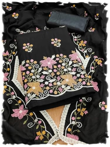 Image of Pandadi Saree Women's Cotton Embroidery Unstitched Salwar Suit Dress Material
