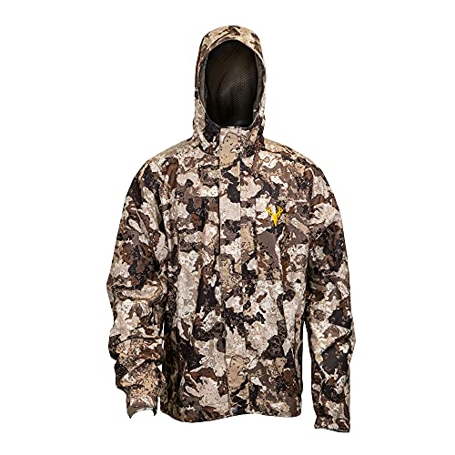 HOT SHOT Men’s Camo Rain Jacket, Breathable Lightweight Jacket with Waterproof Hood for Hunting, Fishing, Hiking, Camping