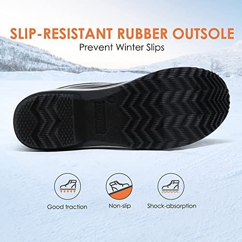 DREAM PAIRS Women's Snow Winter Boots Mid Calf Waterproof Duck Warm Outdoor Winter Boots Shoes,Size 8,Black/Grey,MONTE_01
