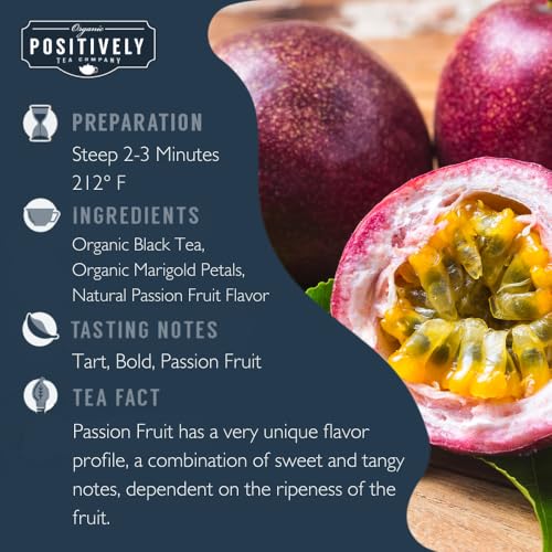 Image of Organic Positively Tea Company, Passion Fruit Black Tea, Loose Leaf, 4 Ounce