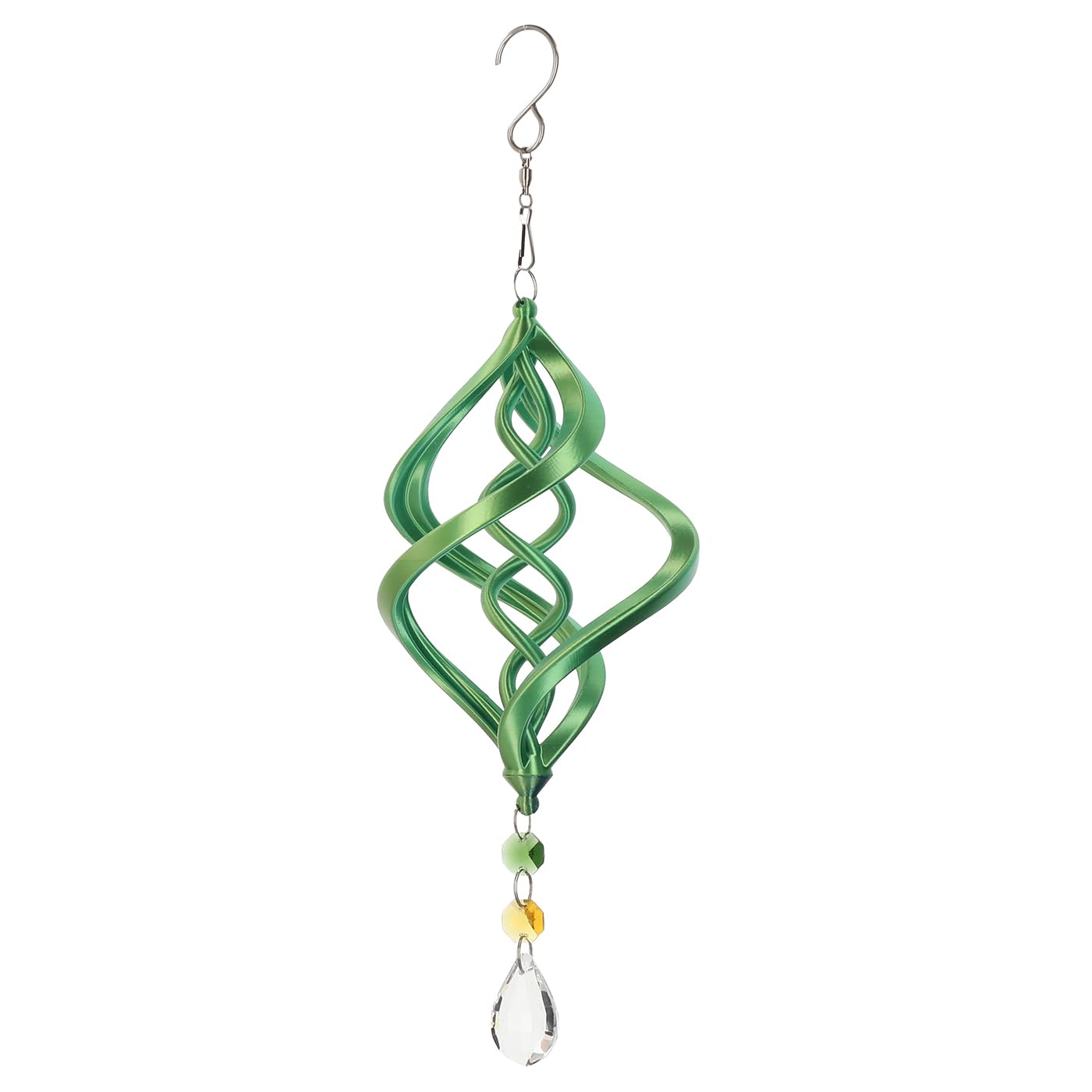 Shimmerz Typhoon Small Green Wind Spinner Hanging Garden Ornament Crystal Suncatcher Indoor Outdoor Decoration