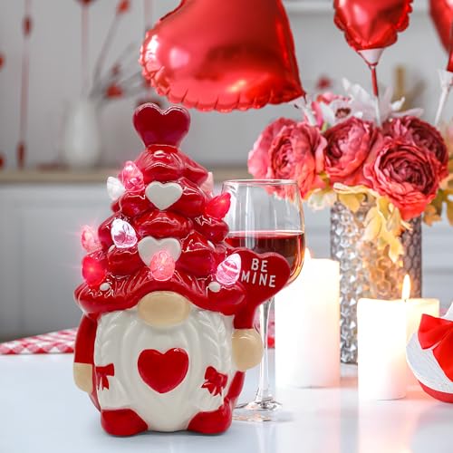 Valentines Day Decorations, Small Valentines Day Gnomes Ceramic Tree Decor, Valentine Gnomes Decor, Valentine's Day Decorations, Valentine Ceramic Tree Decoration for Home, Table - Image 3