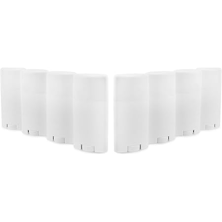 Cornucopia 2.5oz Empty Deodorant Containers (8-Pack, 75ml); BPA-Free Plastic White Twist-Up Refillable Tubes for DIY Deodorant, Aromatherapy, Balm, Etc.