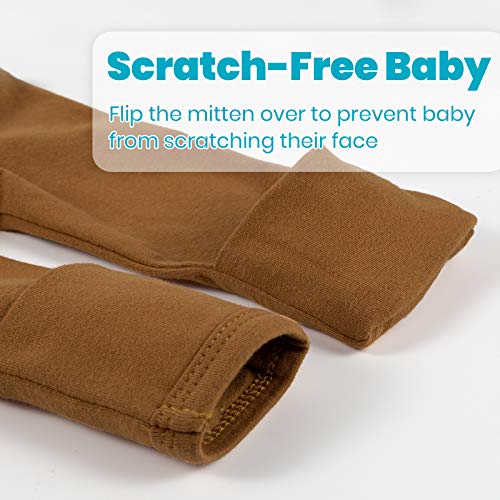 Baby Knotted Gown, Super Soft Newborn Infant Long Sleeve Sleeper For Baby Girl And Boy Sleepwear With Mittens And Hat Set (Extra Long) Light Brown #TOP3