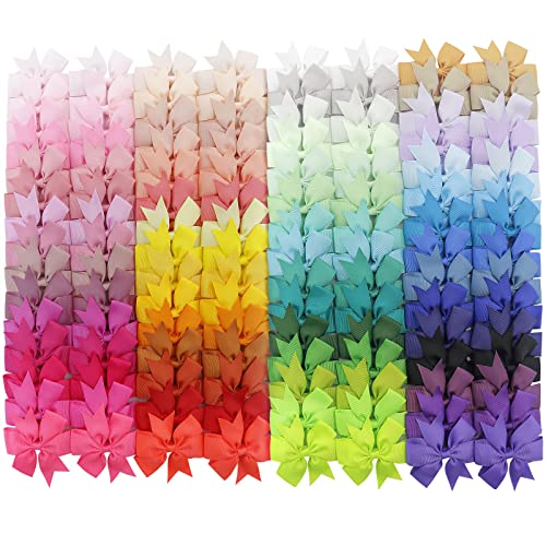 Image of 120PCS 3inch Grosgrain Ribbon Pinwheel Hair Bows Boutique Bows Alligator Clips For Girls Toddlers Teens(60Colorsx2)