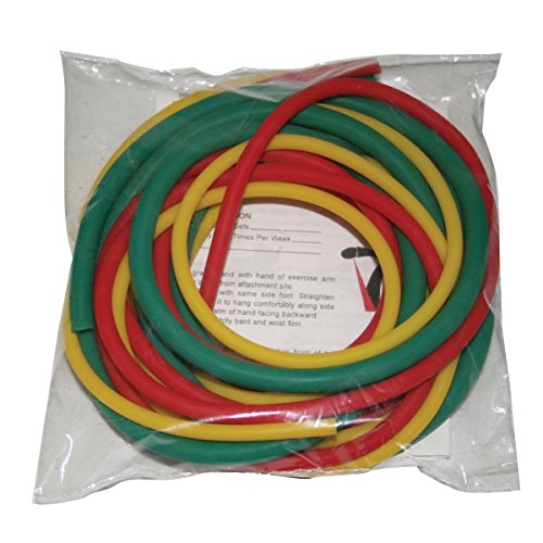CanDo 10-5687 Latex-Free Exercise Tubing Pep Pack, Easy, Yellow/Red/Green