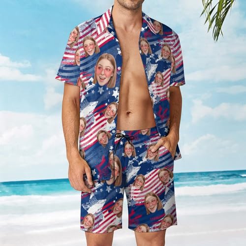 Personalized Men's Hawaiian Shirts and Shorts Set Custom 2-Piece Suits Button Down Shirt Outfit with Bucket Hats2
