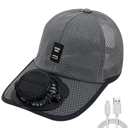 Credelin Casquette de baseball avec ventilateur solaire, chapeau de soleil avec 3 vitesses de vent, protection UV estivale pour hommes, pour la pêche, la...