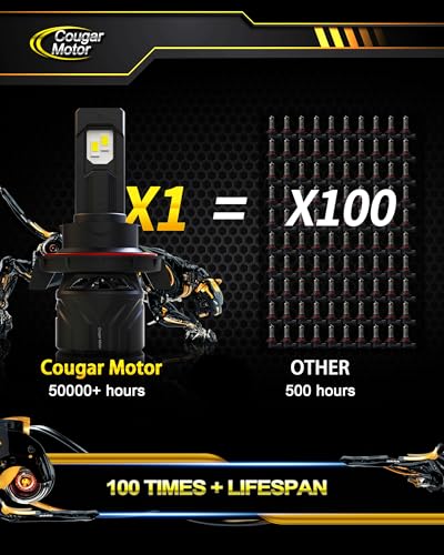 Image of Cougar Motor H13 Bulbs, 9008 Fog Lights 6500K White Non-Polarity H13 Fog Bulb or Off-Road Use Plug and Play - Pack of 2
