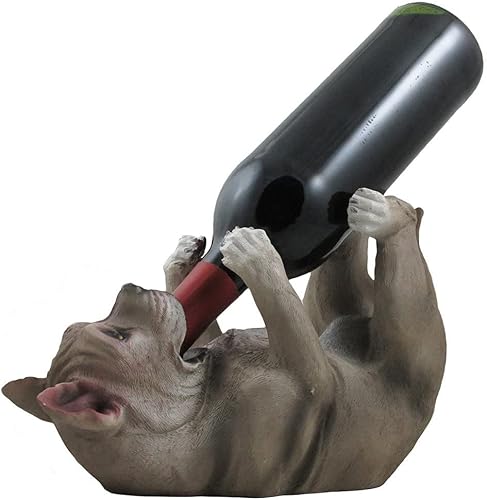 Miniatura 4 de Drinking Pit Bull - Estatua decorativa para botellas de vino, decoración de bar para el hogar, esculturas de mascotas y figuras de Pitbull, estantes