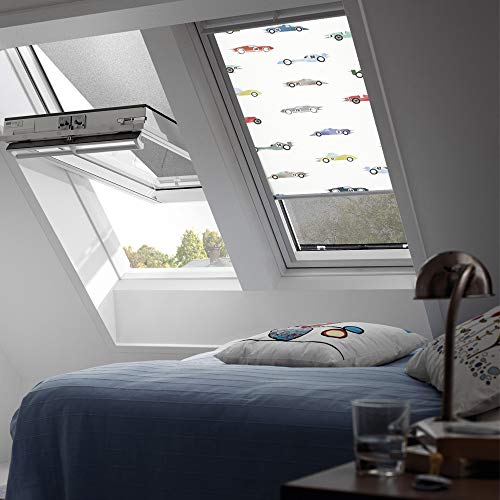 VELUX Original Verdunkelungsrollo Rollo für GGL, GHL, GTL, GPL, GGU, GHU, GTU, GPU/SK08/Stofffarbe Disney 4654/Rennautos/DKL SK08 4654S