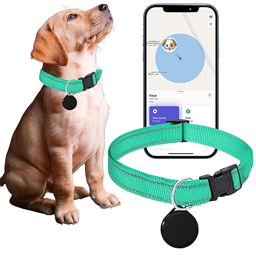 GPS Tracker for Dogs - Waterproof Location Pet Tracking Smart Collar (iOS Compatible) - No Monthly Fee - Reflective Real-Time GPS Tracker Cats Collar for Small Medium Large Dogs(Green)