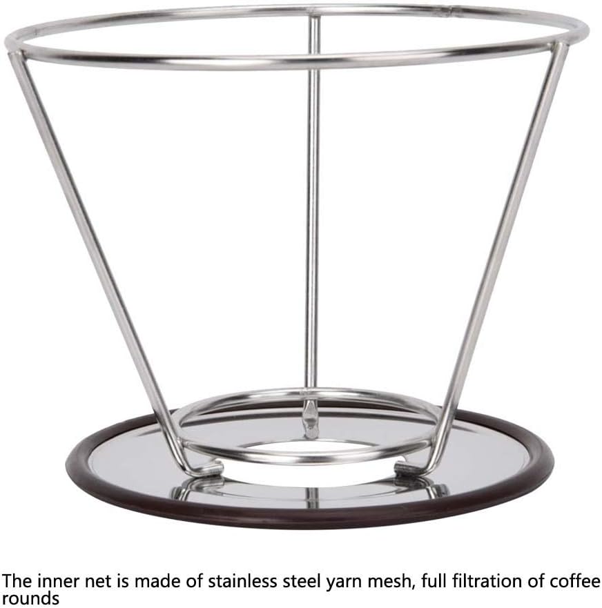 Stainless Steel Coffee Filter, Metal Conical Paperless Reusable Single Cup Slow Drip Coffee Filter(125mm)