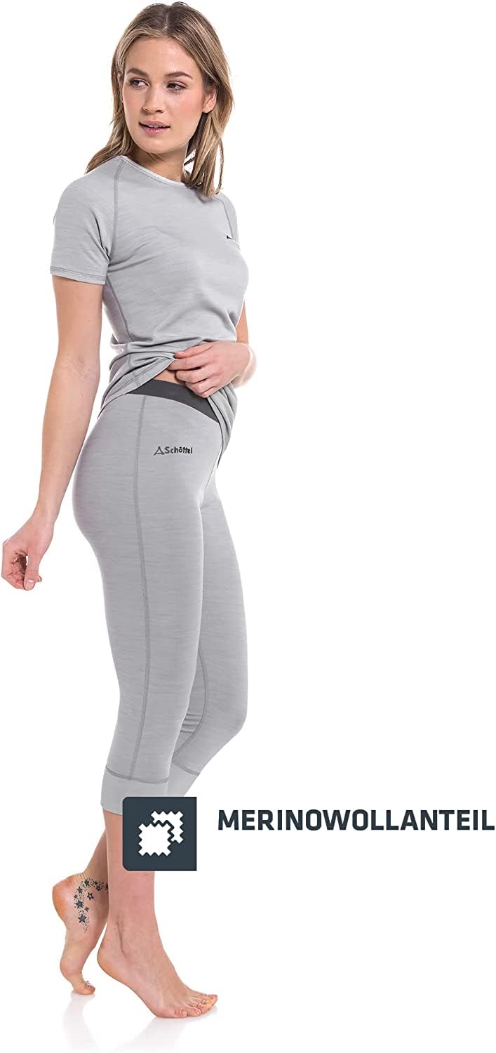Schöffel Damen Merino Sport Pants short W, temperaturregulierende lange Unterhose, atmungsaktive Thermo Leggings in 3/4 Länge