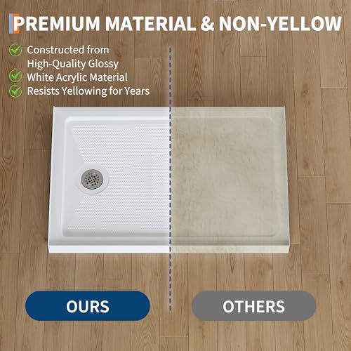 Shower Base 48" x 32", Left Drain PVC Shower Pan with Slip Resistant Surface & Removable Stainless Cover, White Bathroom Floor Tray by IDEALHOUSE - Used condition - Image 8
