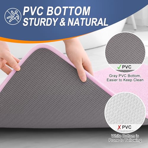 Image of OLANLY Thick Memory Foam Bath Mat Rug 30x20, Extra Soft Absorbent Bathroom Rug, Quick Dry Bath Mats, Non-Slip, Machine Washable Carpet for Bathroom, Tub and Shower, Home Decor Accessories, Pink
