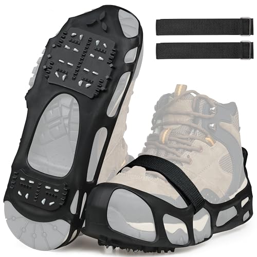 Ice Cleats Crampons for Shoes and Boots Anti Slip Snow Cleats 24 Shoe Spikes for Snow and Ice...