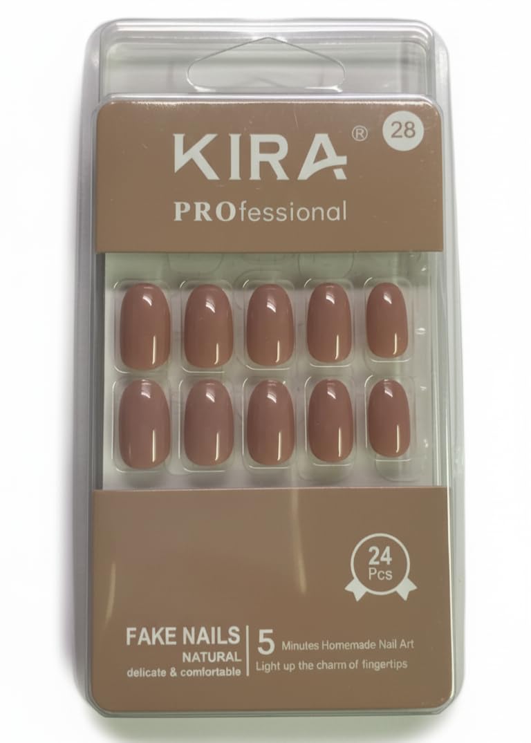 Professional Gel Nude Fake Nails – 24 Pcs Natural Press-On Nails | Short Oval Shape | Easy to Apply | Reusable & Comfortable | Salon Look at Home (28)